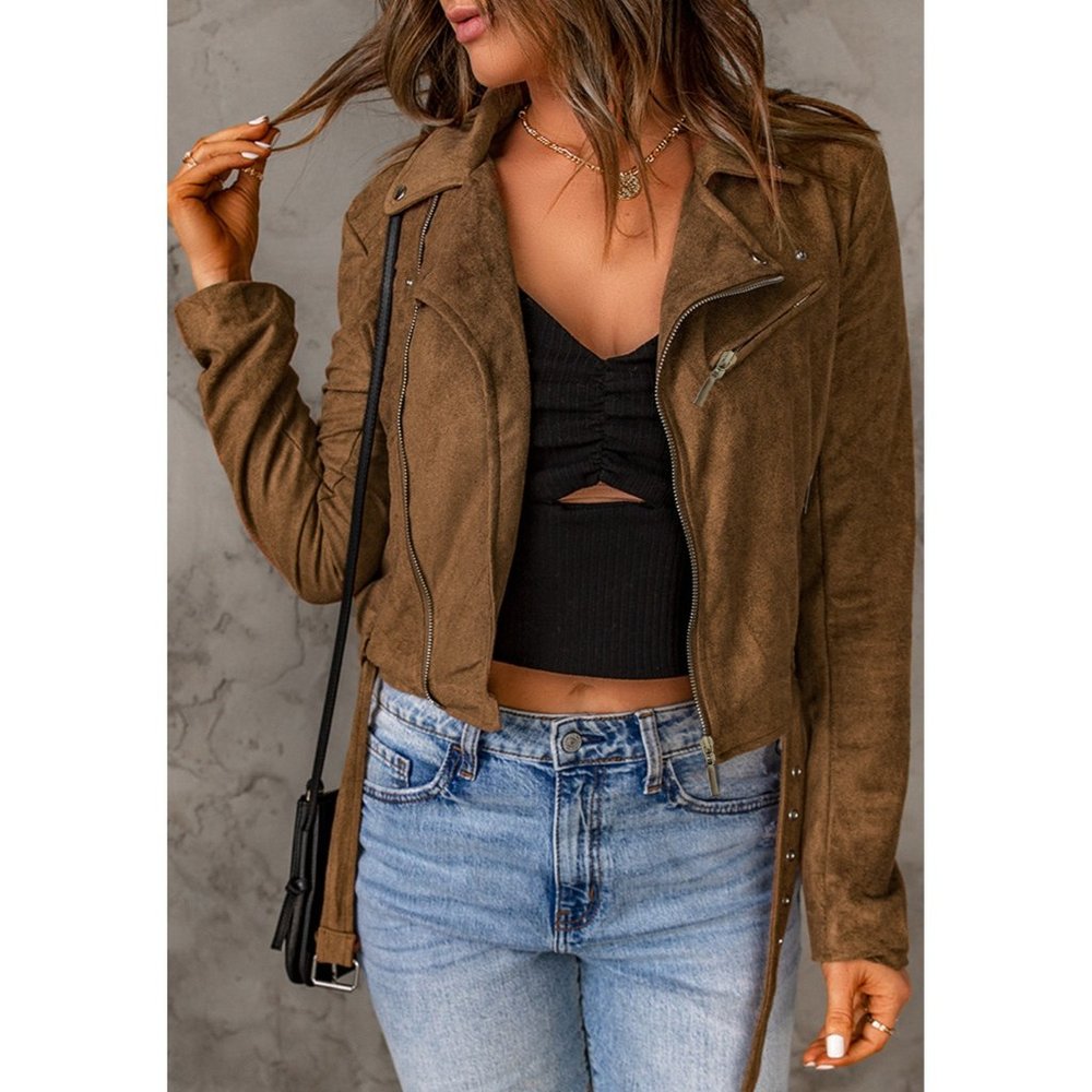 Vegan Suede Zip Jacket
